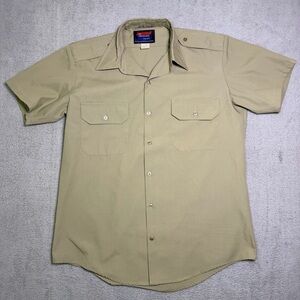 Vtg Marlow White U.S Military Army Khaki Services Uniform Shirt Mens 15 USA Made